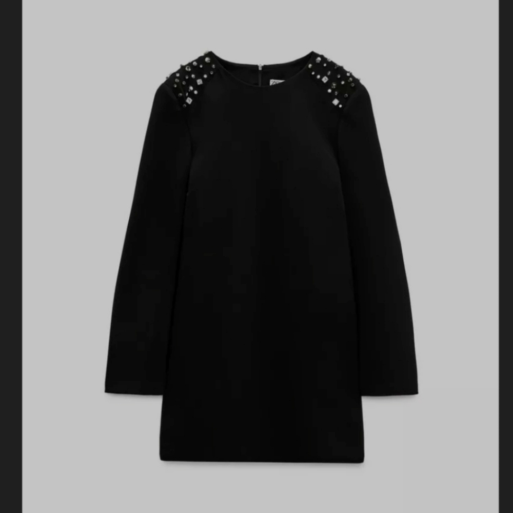 ZARA BLACK STUDDED MINI DRESS ✨️SIZE M✨️ - Picture 5 of 7